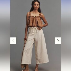 NEW By Anthropologie Linen Pull-On Pants L Petite